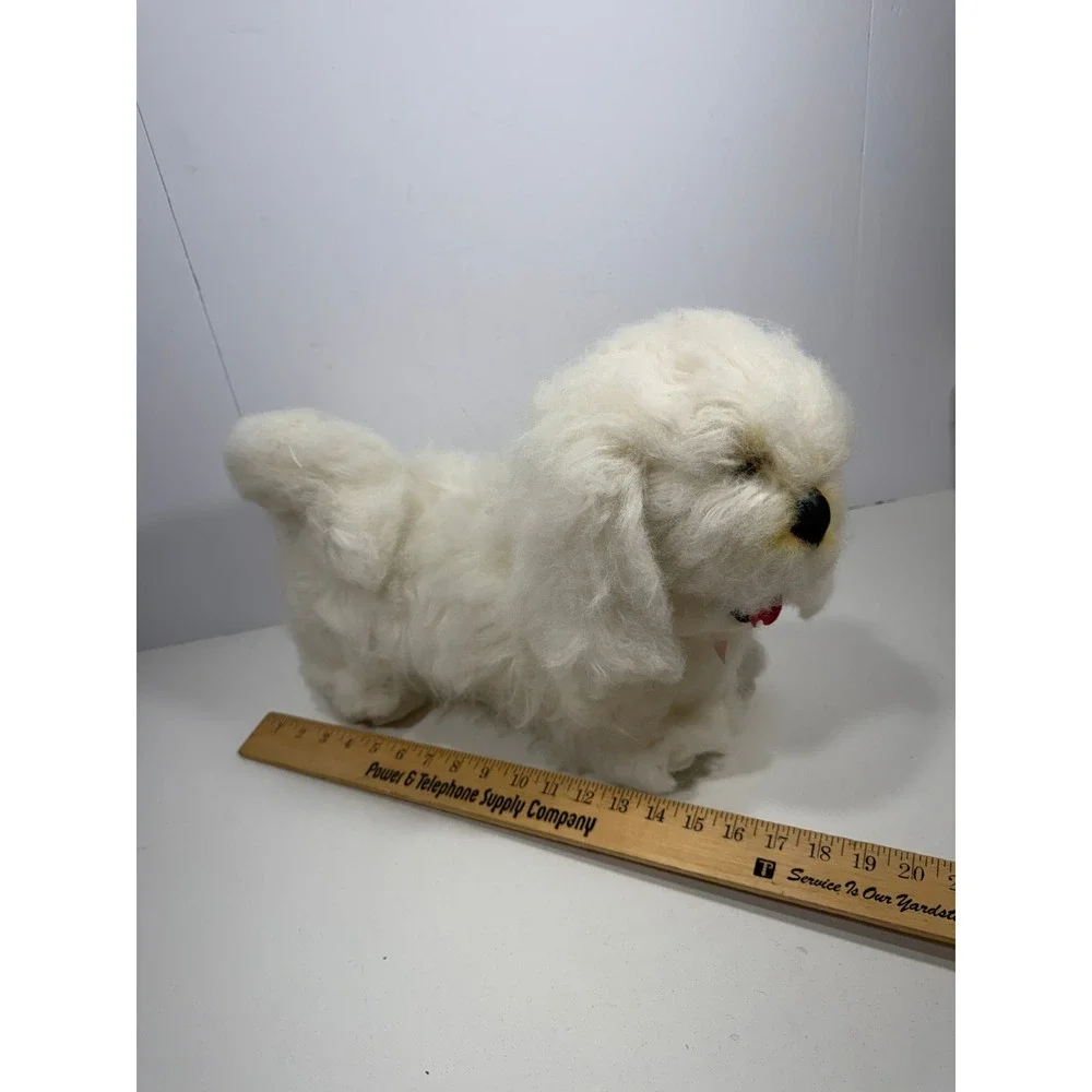 Vintage White Shaggy Plush Dog Stuffed Animal Maltese Bichon Frise Style